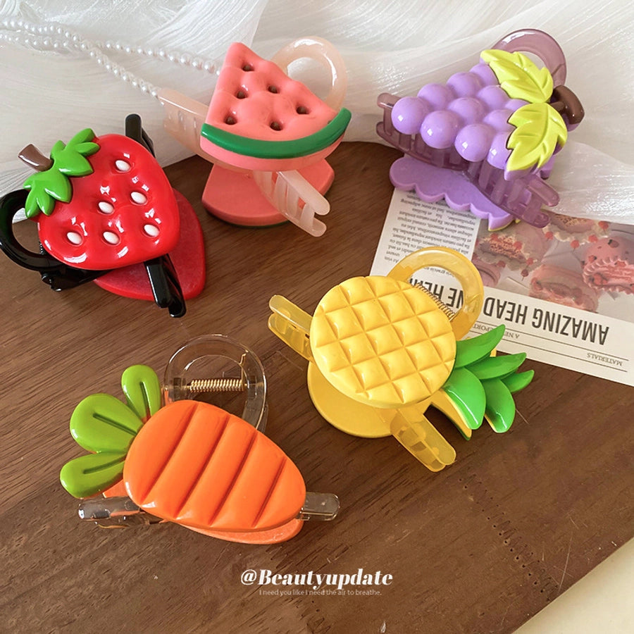Cute Sweet Women's Fruit Strawberry Arylic Fruit Hair Claws