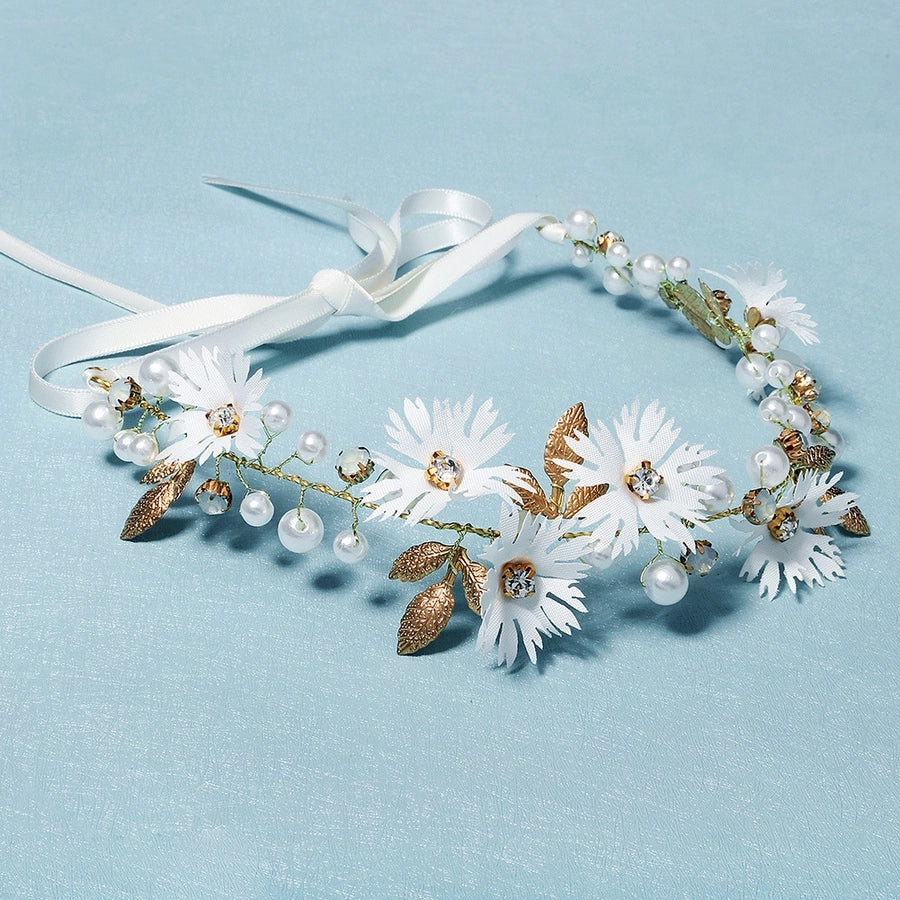 fashion fabric simulation flower pearl headband