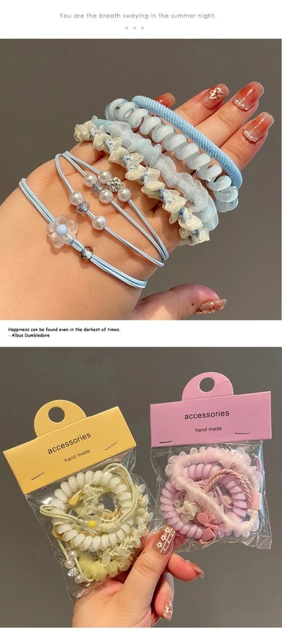 cute sweet pastoral flower rubber gauze hair tie