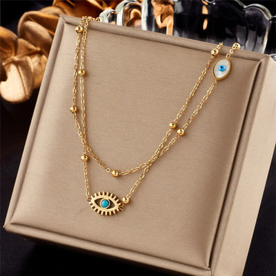 Jewelry Lady Heart Shape Eye Titanium Steel Plating Necklace
