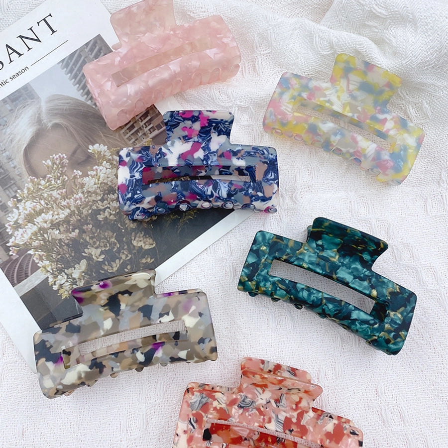 sweet color block rectangle acetic acid sheets handmade hair claws 1 piece