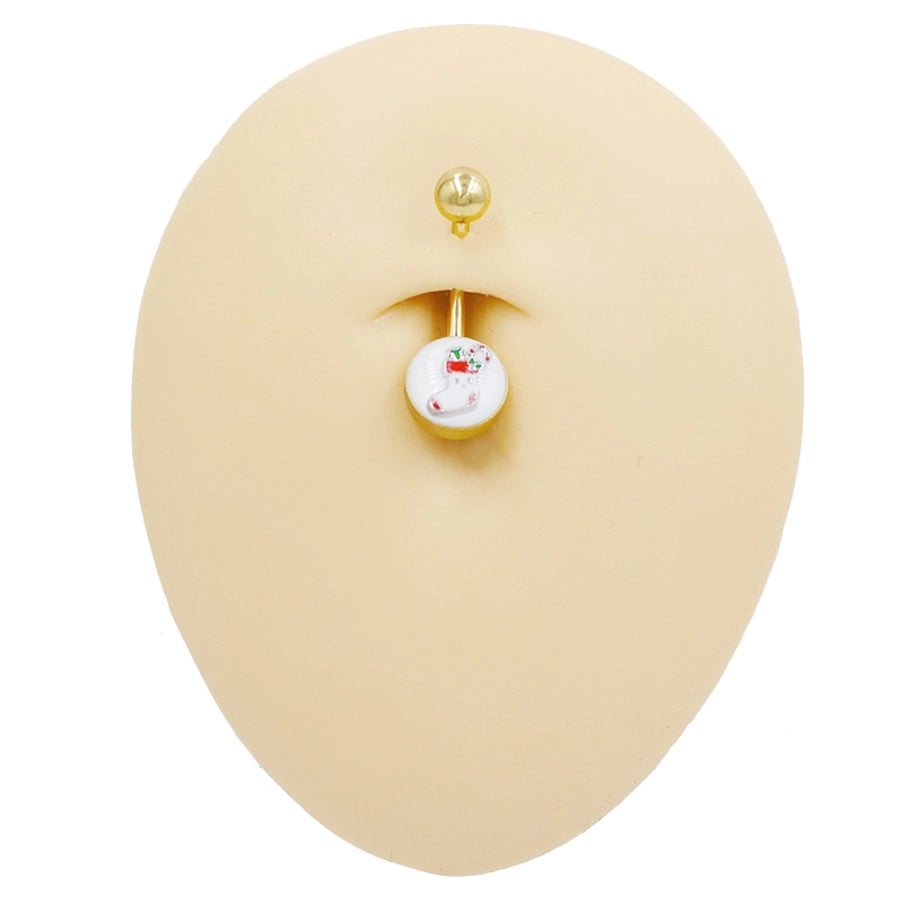 1 Piece Belly Rings Punk Simple Style Artistic Maple Leaf Rose 316 Stainless Steel  Alloy Epoxy Acrylic Rhinestones 18K Gold Plated