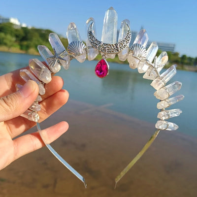 retro moon starfish crystal handmade hair band