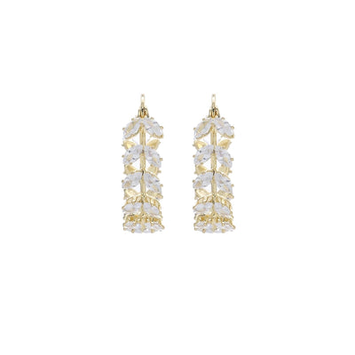 1 Pair Simple Style Classic Style Geometric Leaf Inlay Copper Zircon 14K Gold Plated Earrings