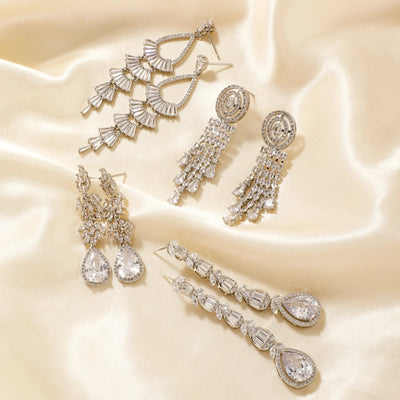 1 Pair Elegant Luxurious Modern Style Geometric Inlay Copper Zircon Rhodium Plated Drop Earrings