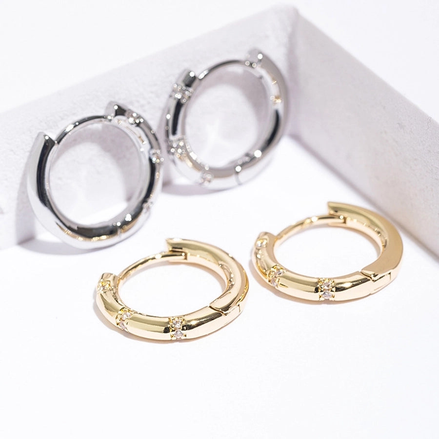 1 Pair Simple Style Geometric Inlay Copper Zircon Earrings