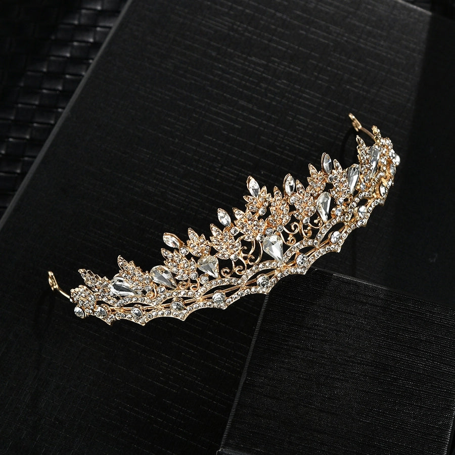 fashion crown alloy inlay zircon crown 1 piece