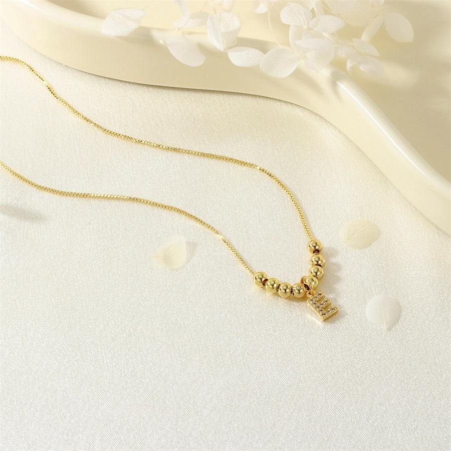 Jewelry Simple Style Letter Copper Zircon Inlay Pendant Necklace