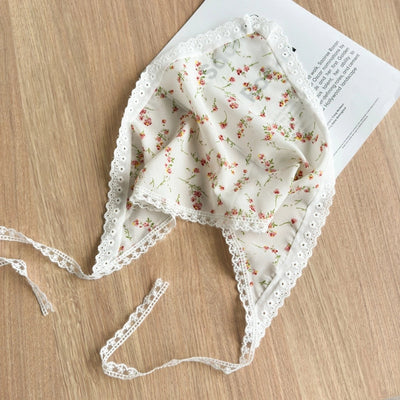 Three-State New Fresh Lace Edge Triangular Binder Small Floral Daisy Headcloth Long Summer Outing Hair Accessories