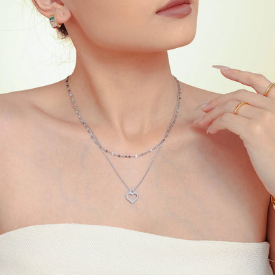 Jewelry Elegant Luxurious Vacation Heart Shape Titanium Steel 18K Gold Plated Plating Jewelry Set