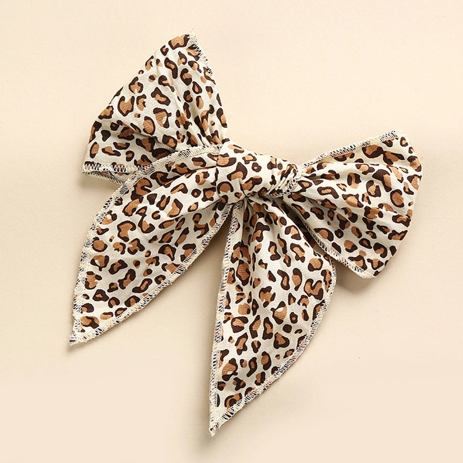 spring new cotton print hairpin children girl bow ponytail hairpin