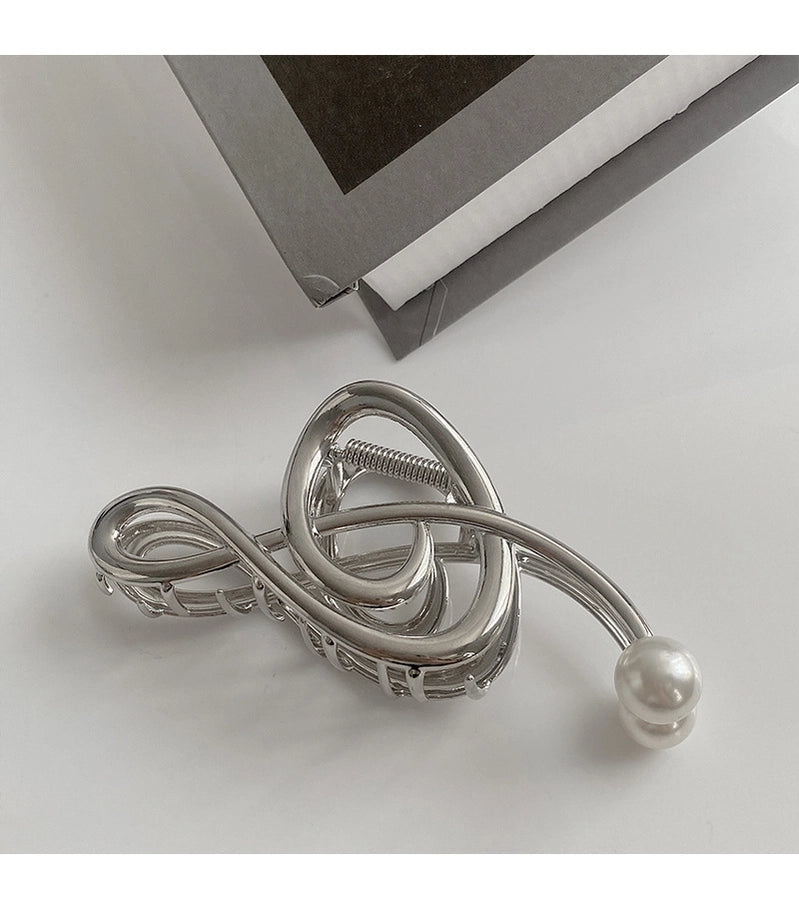 simple style notes alloy inlay pearl hair claws