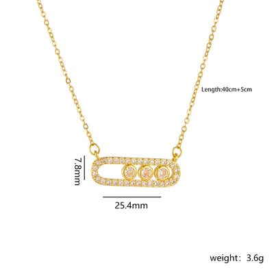 304 Stainless Steel Copper Paper Clip Pendant Necklace