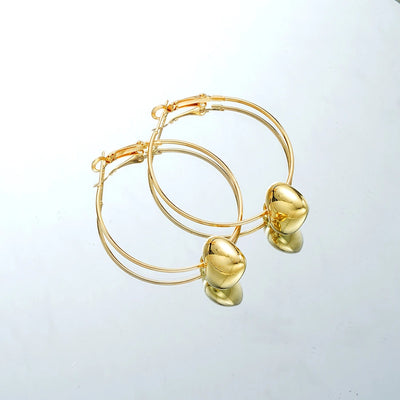 1 Pair Exaggerated Circle Heart Shape Plating Alloy Gold Plated Earrings