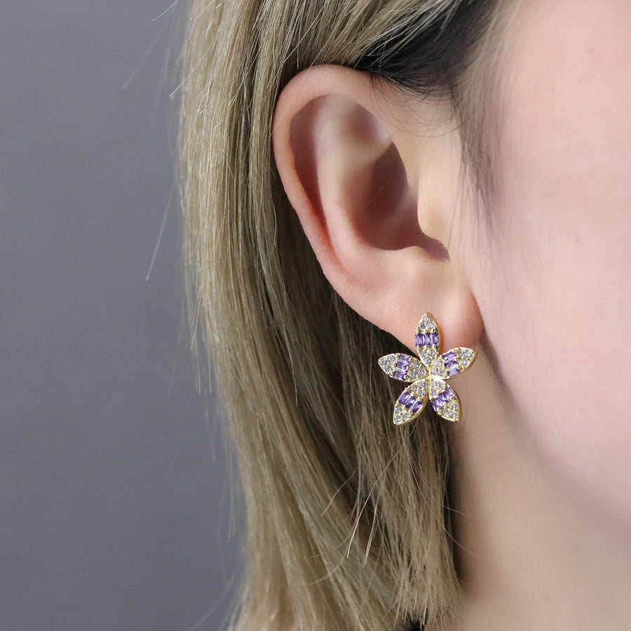 1 Pair Sweet Simple Style Flower Plating Copper Ear Studs