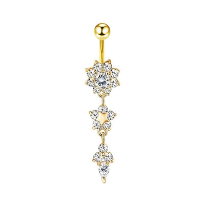1 Piece Belly Rings Simple Style Shiny Round Heart Shape Bow Knot 316L Stainless Steel  Inlay Zircon