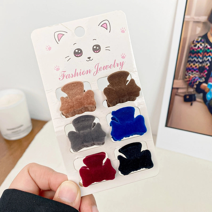 simple style solid color flocking hair claws