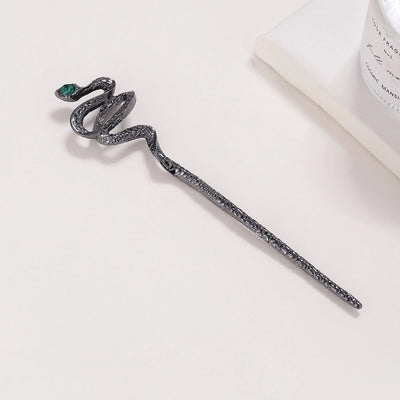 women's retro lady snake alloy plating inlay zircon hairpin