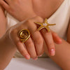 Jewelry IG Style Simple Style Commute Starfish Conch 304 Stainless Steel Artificial Pearls 18K Gold Plated Inlay Open Rings