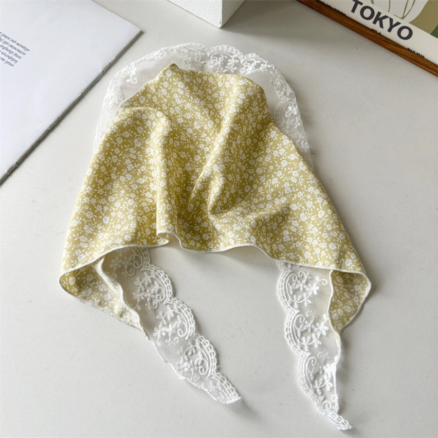 Small Floral Scarf 2024 New Floral Tie Hair Scarf Sense Shawl Lace Stitching Hair Band Scarf