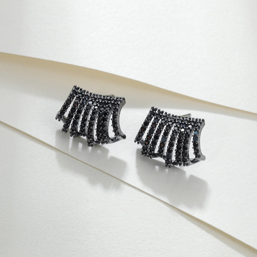 1 Pair Luxurious Romantic Geometric Artificial Gemstones Copper Zircon Ear Studs