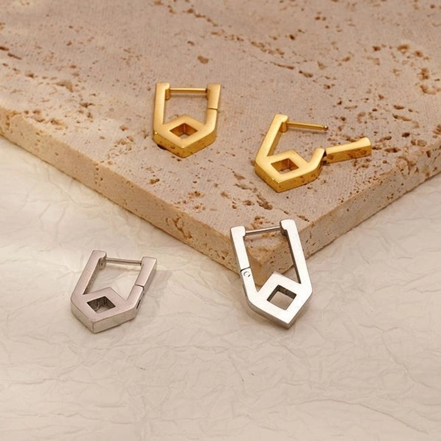1 Pair IG Style Geometric Solid Color Plating 304 Stainless Steel 18K Gold Plated Earrings