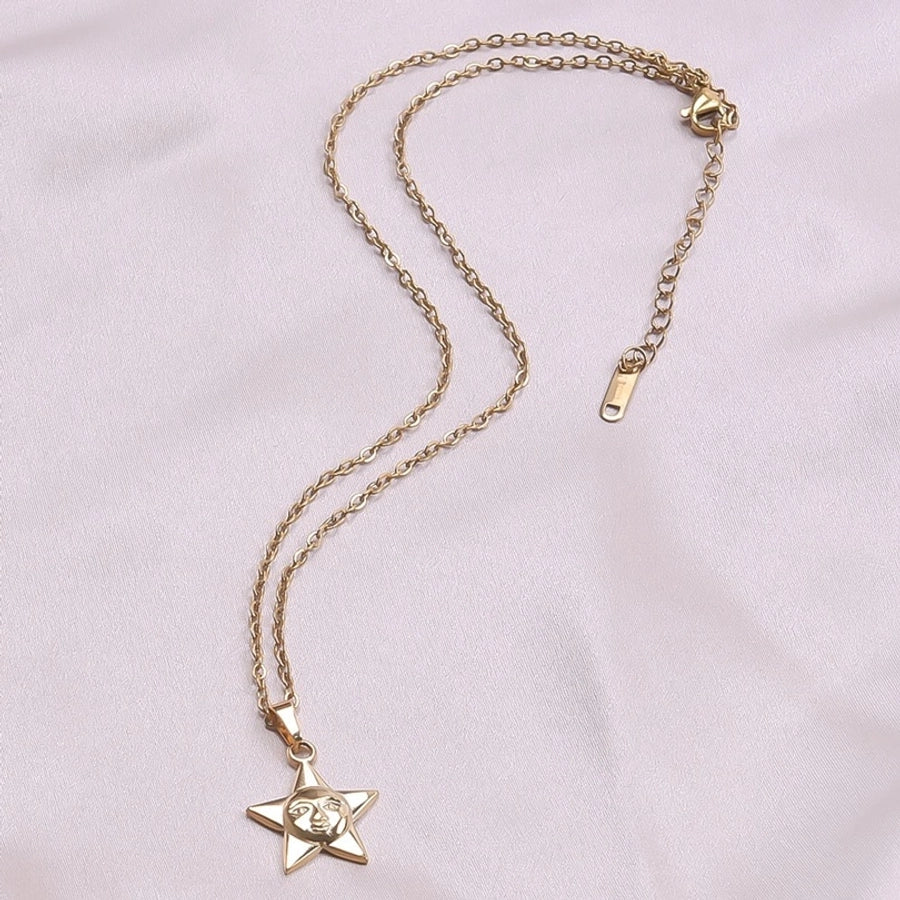 Jewelry Simple Style Pentagram 304 Stainless Steel Plating Pendant Necklace