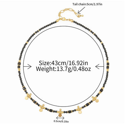 Retro Geometric natural stone Copper Black Pointed Crystal Necklace In Bulk