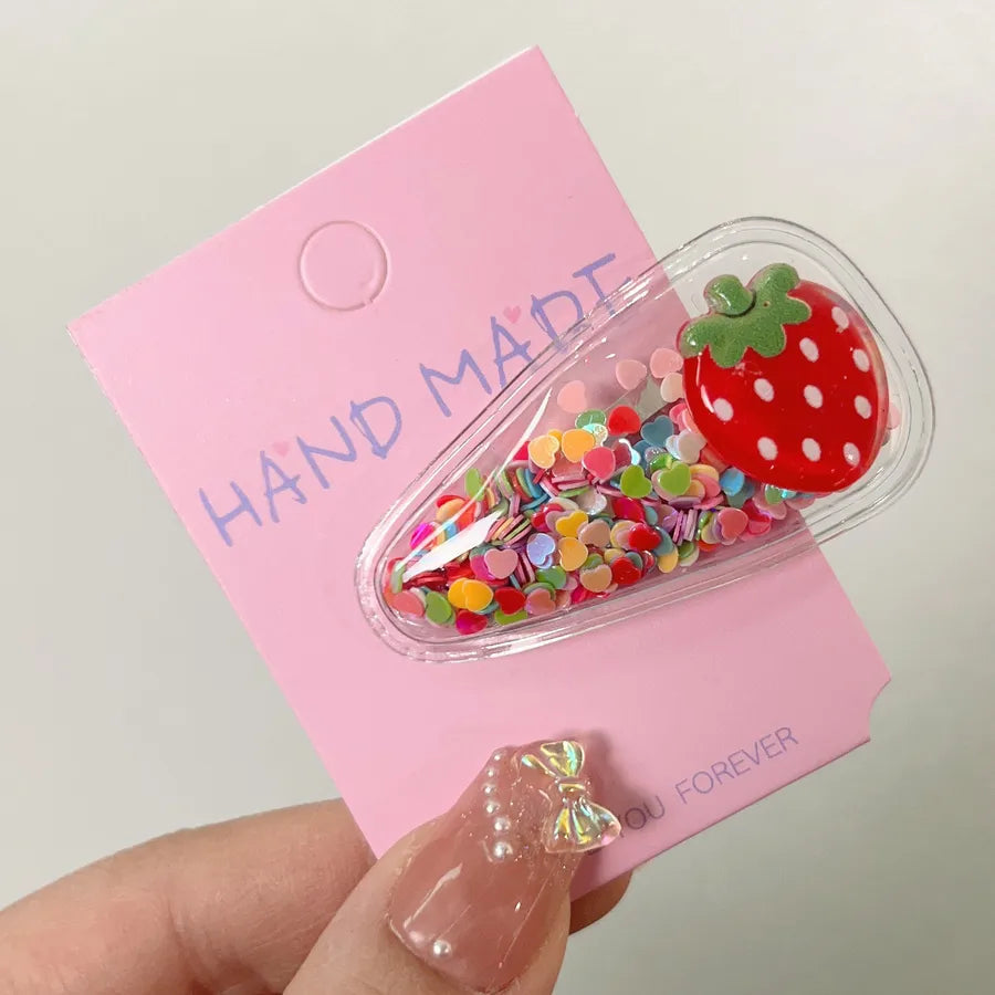 kid's cute cartoon fruit alloy rubber sequins hair clip