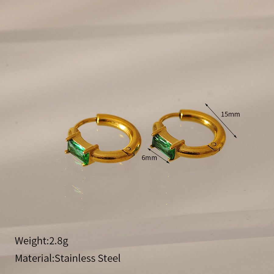 1 Pair Elegant Simple Style Classic Style Circle 304 Stainless Steel Zircon Earrings