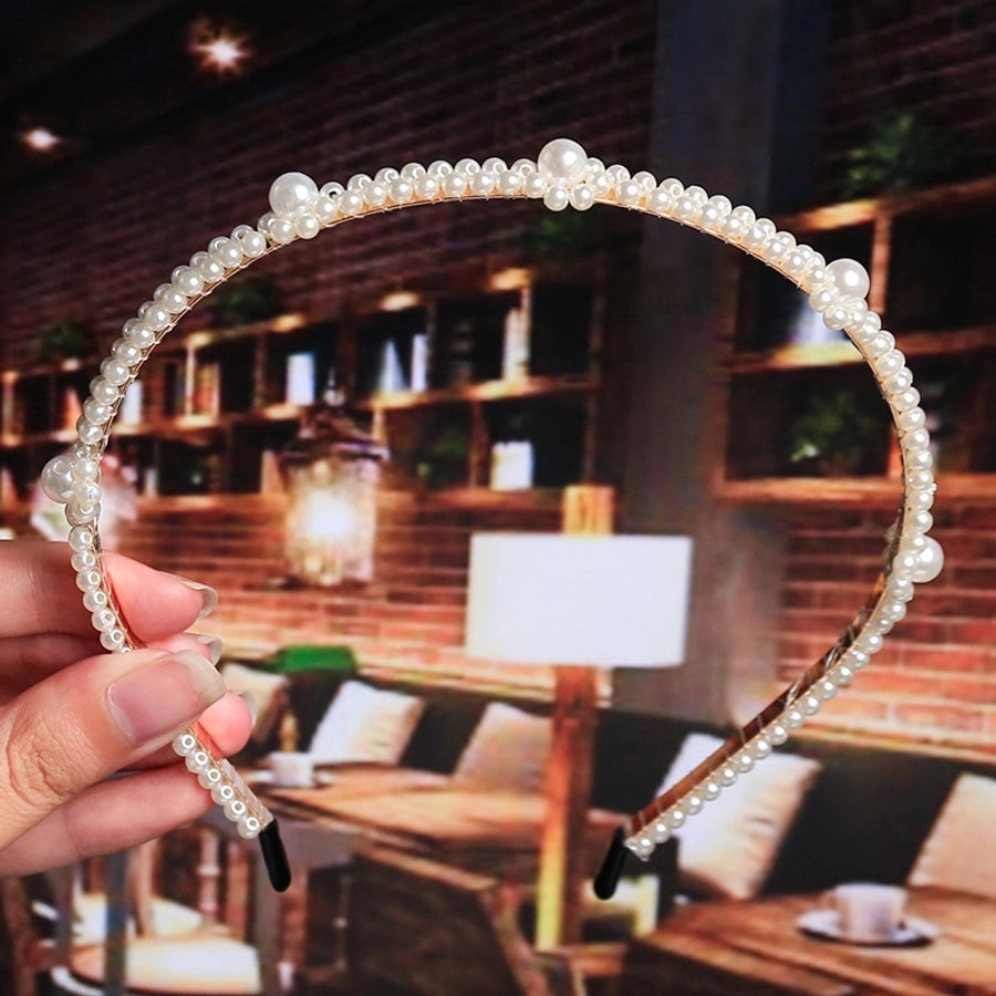 women's fashion waves alloy inlay artificial pearls headwear