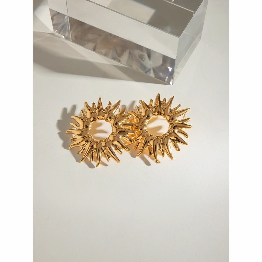 1 Pair Classic Style Sunflower 304 Stainless Steel Ear Studs