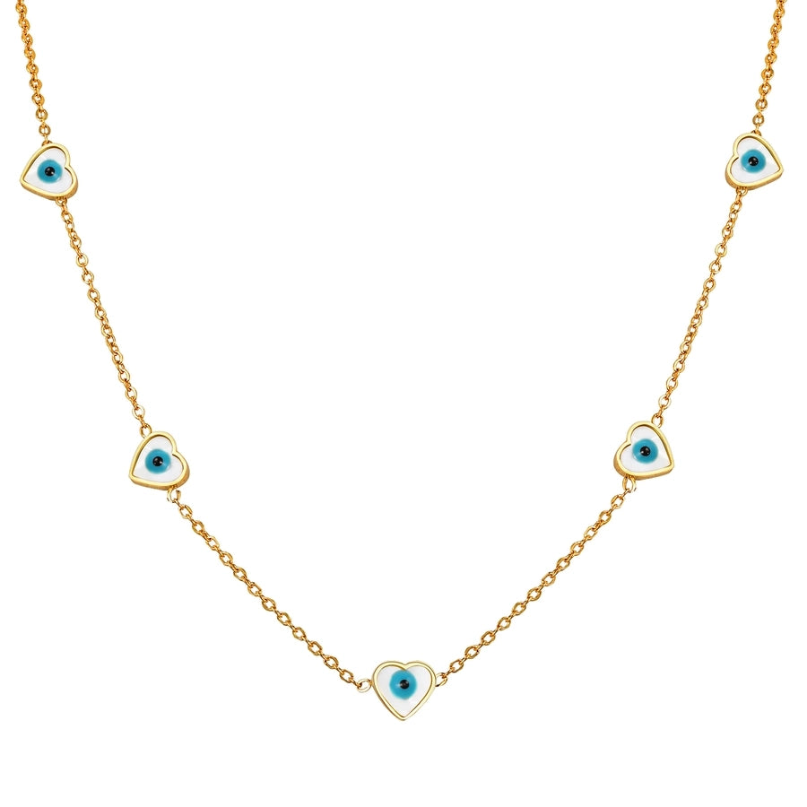 Jewelry Vintage Style Simple Style Heart Shape Eye Flower 201 Stainless Steel Necklace