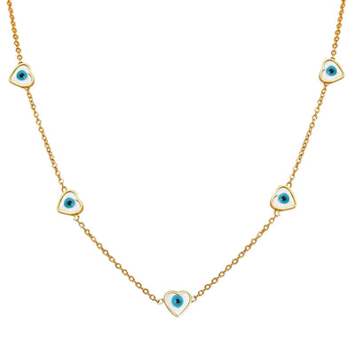 Jewelry Vintage Style Simple Style Heart Shape Eye Flower 201 Stainless Steel Necklace