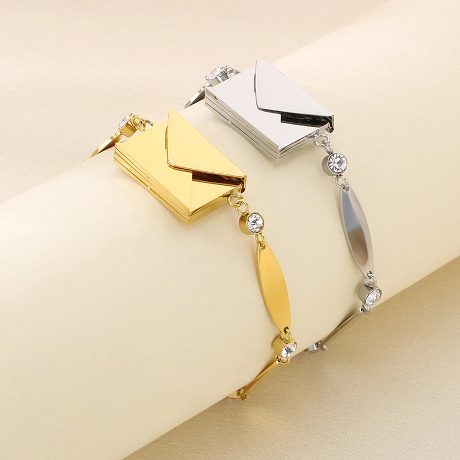 Elegant envelope Oval 304 Stainless Steel 18K Gold Plated  Bracelets In Bulk