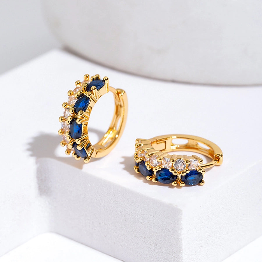 1 Pair Simple Style Geometric Plating Copper Zircon Earrings