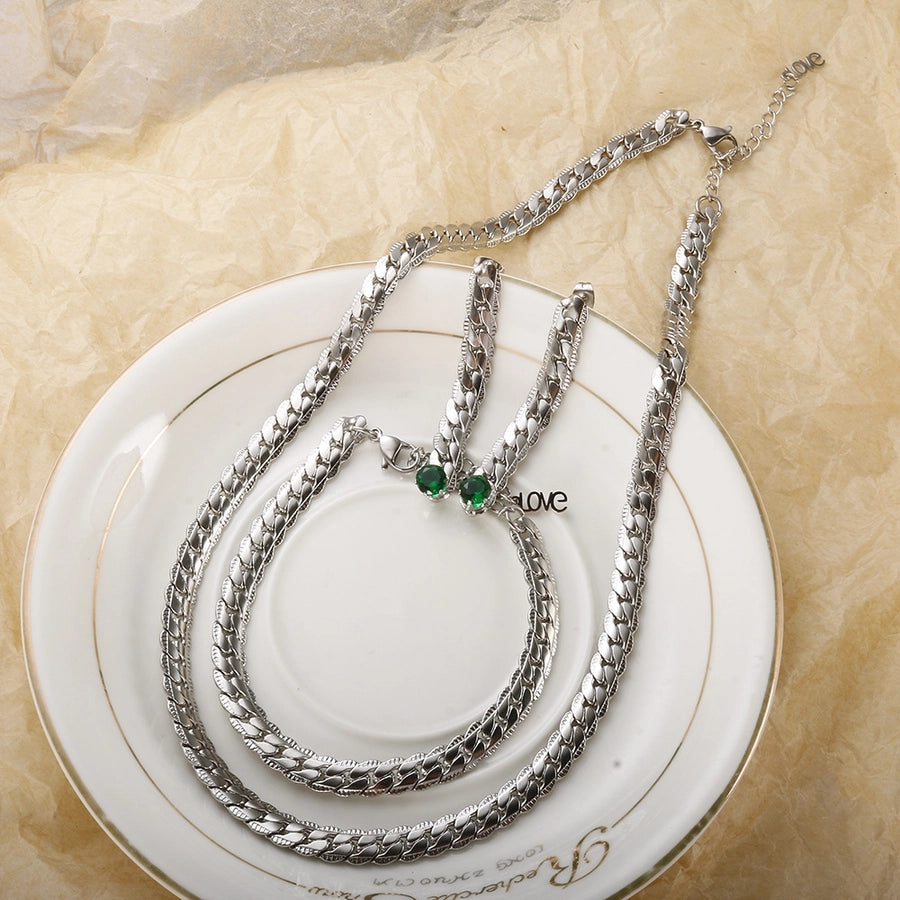 Jewelry Casual Simple Style Geometric 304 Stainless Steel Plating Bracelets Earrings Necklace