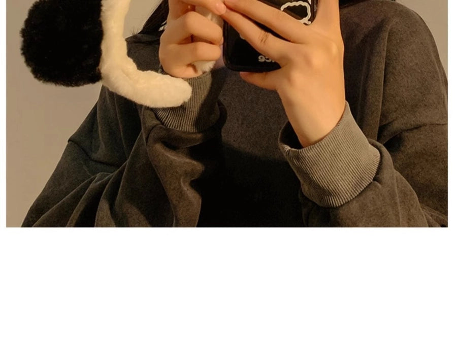 Cute cartoon plush panda ear headband facial mask for washing autumn and winter wide-brimmed hair band female Net Red