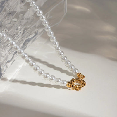 Jewelry Simple Style Classic Style Round 304 Stainless Steel Beaded Pearl Necklace