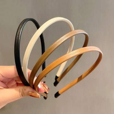 korean solid color leather hair band