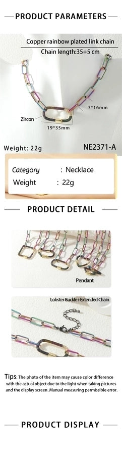 Jewelry Hip-Hop Geometric Copper Zircon Necklace