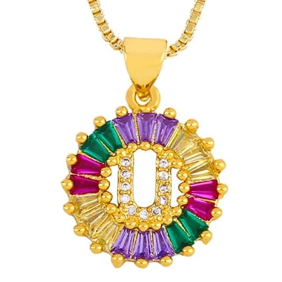 Copper 18K Gold Plated Plating Inlay Letter Zircon Pendant Necklace