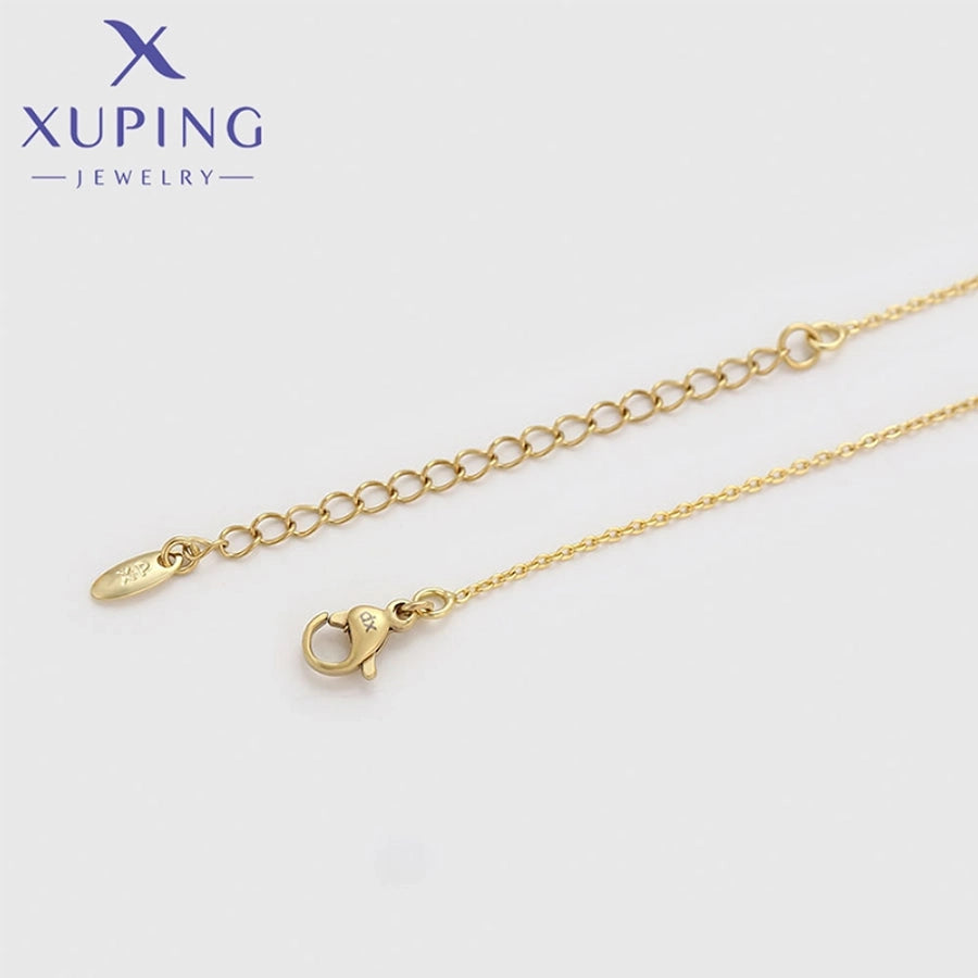 Copper 18K Gold Plated Inlay Heart Shape Artificial Gemstones Necklace