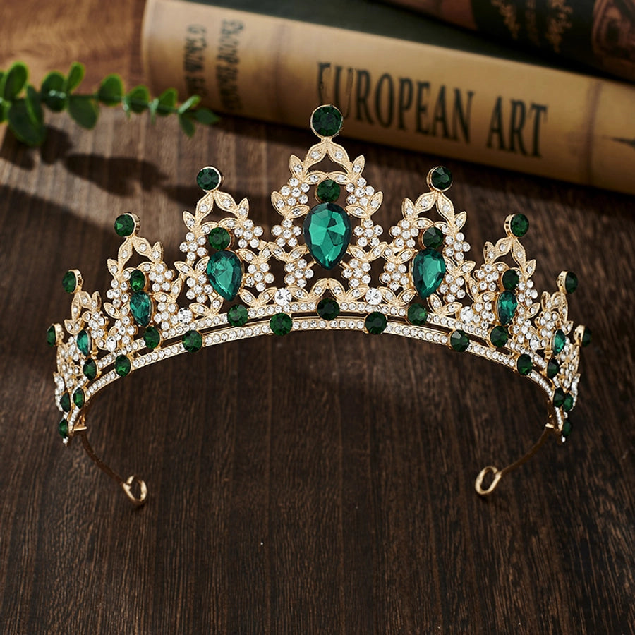 glam luxurious lady crown alloy plating inlay zircon crown