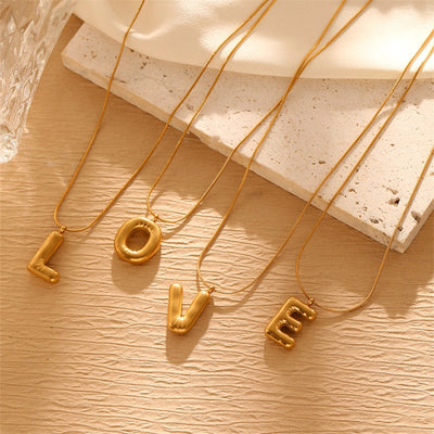 Jewelry Simple Style Letter Titanium Steel Plating Pendant Necklace