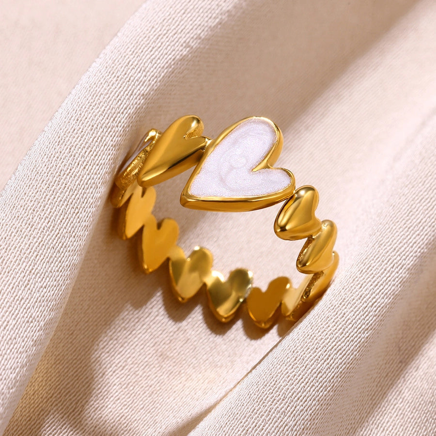 Jewelry Casual Simple Style Streetwear Heart Shape 304 Stainless Steel 18K Gold Plated Rings