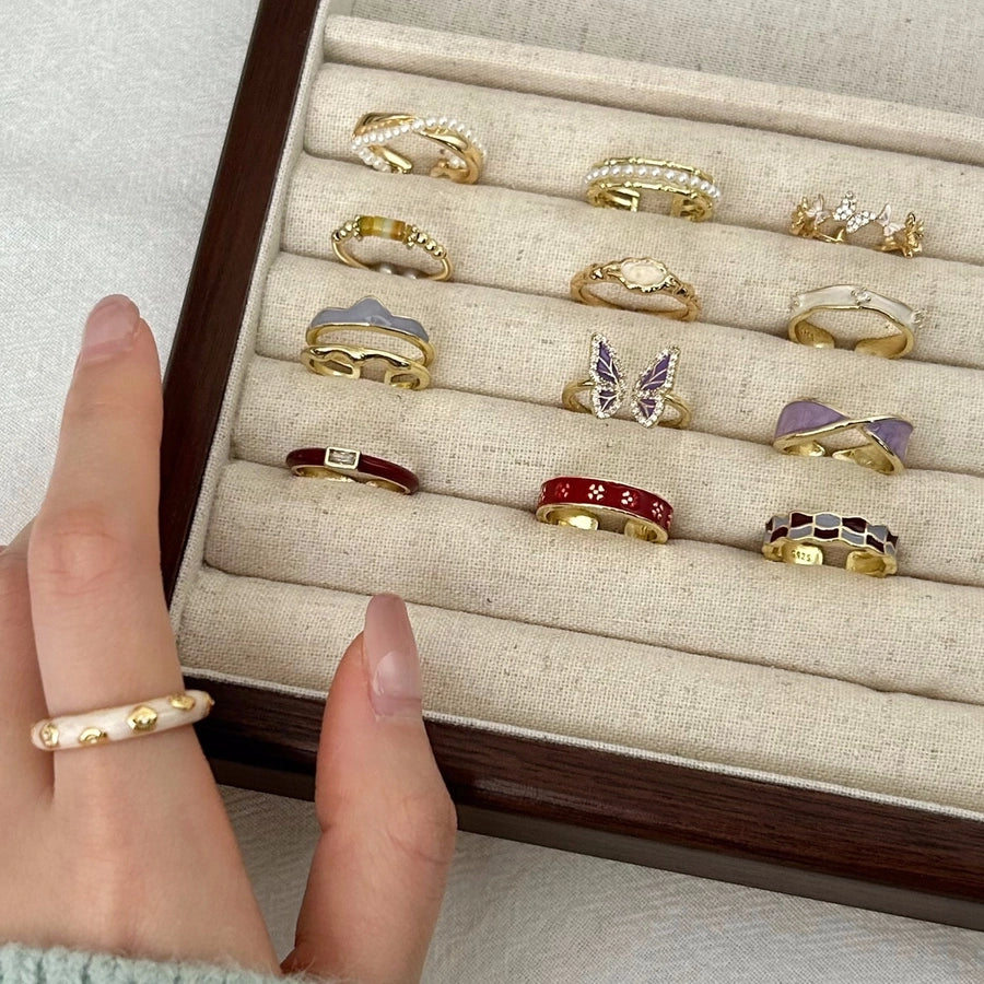 Copper Flower Butterfly Open Rings