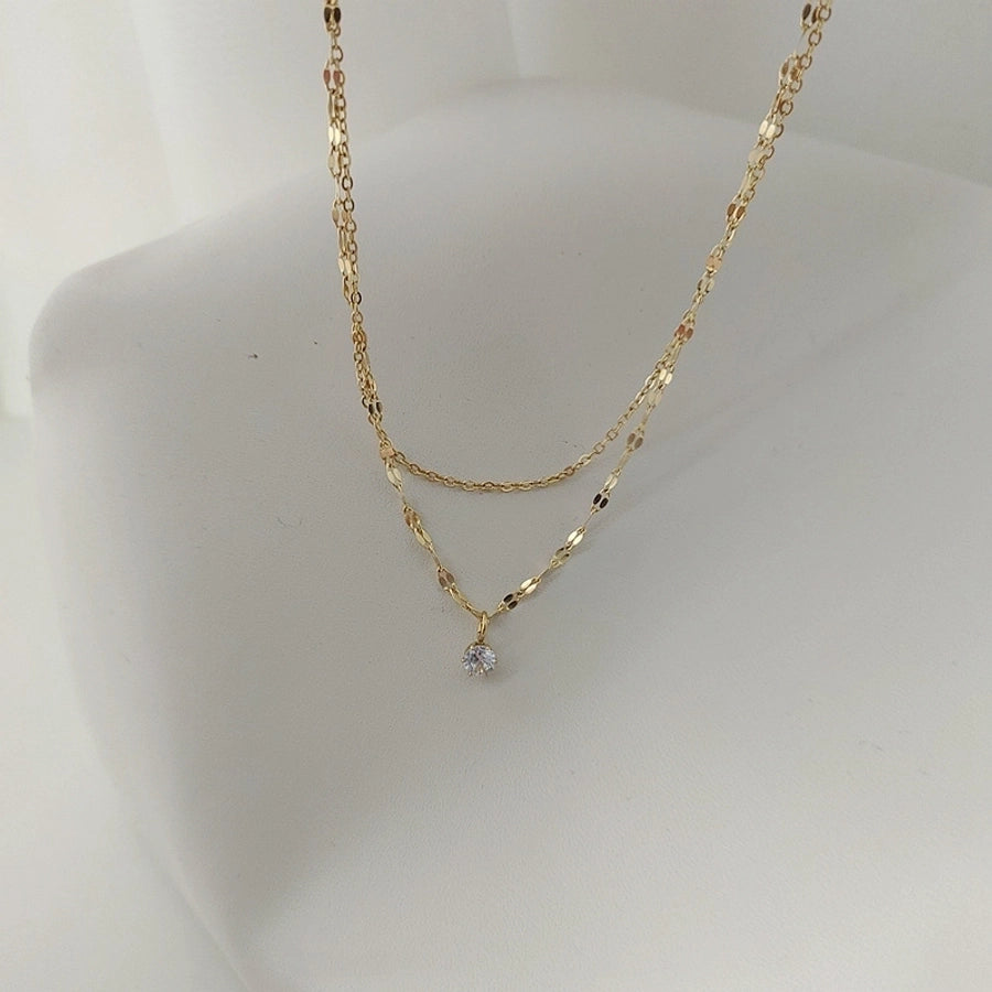 Jewelry IG Style Simple Style Geometric Titanium Steel Zircon Inlay Bracelets Necklace