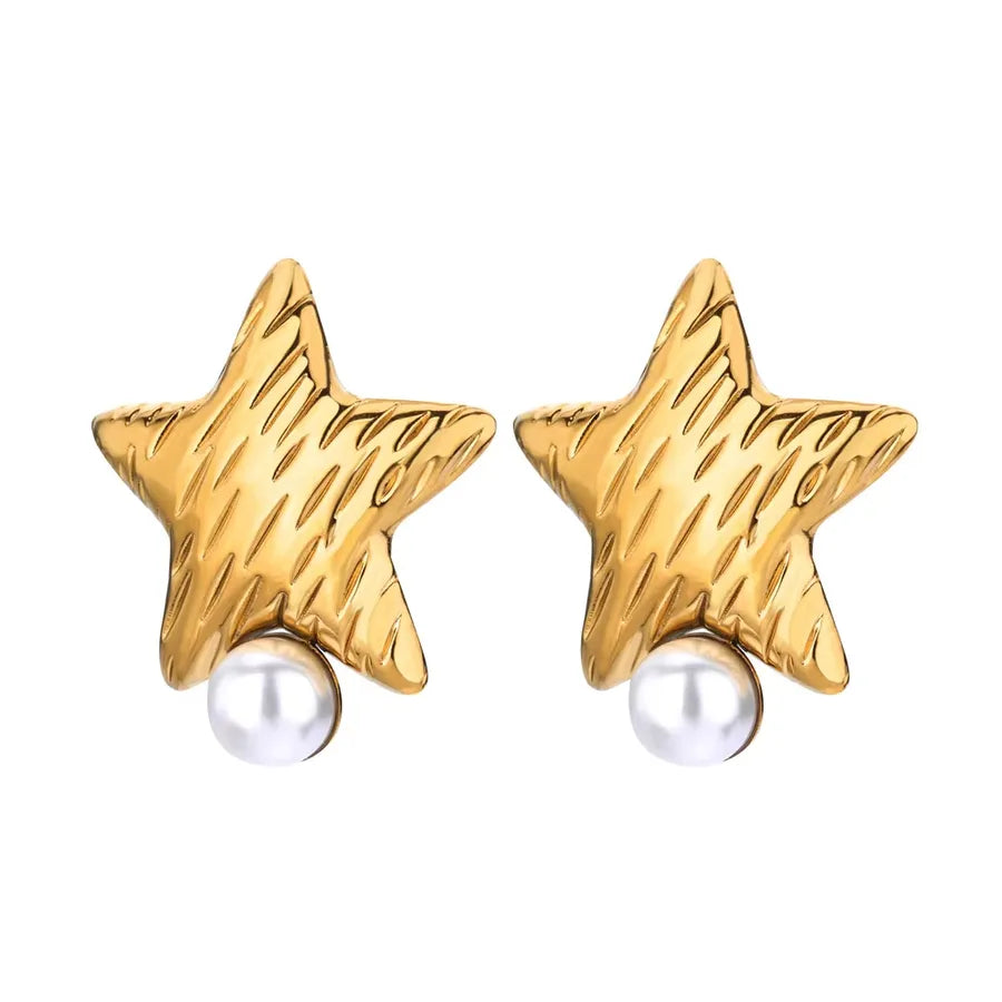 1 Pair IG Style Simple Style Geometric Copper Imitation Pearl 18K Gold Plated Ear Studs