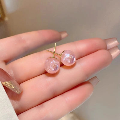 Pink Mermaid Ji Pearl Earrings  New Trendy Niche Design Sense Earrings Light Luxury Internet Celebrity Fashion Earrings